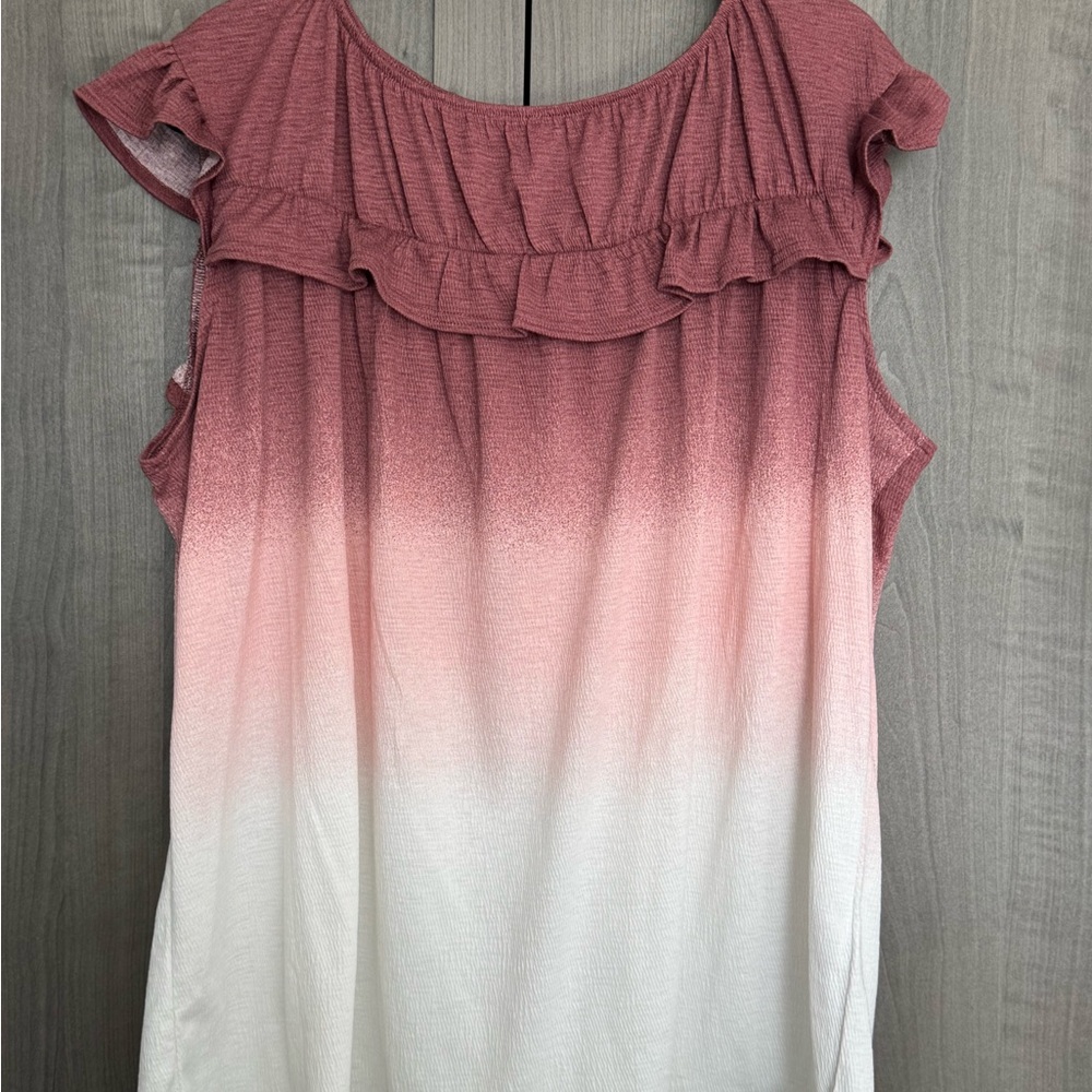 LuLaRoe Pink Ombre Ruffle Blouse